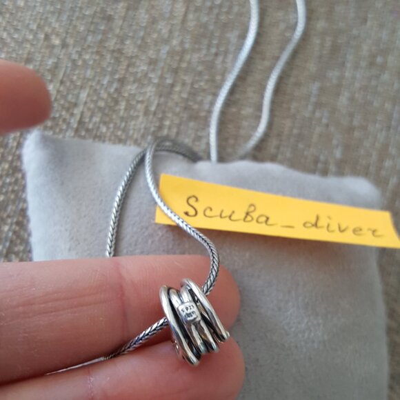 RARE Pandora Two-Tone 925 Silver 14K Gold Crossover Wrap Rope Pendant Necklace - Picture 6 of 12